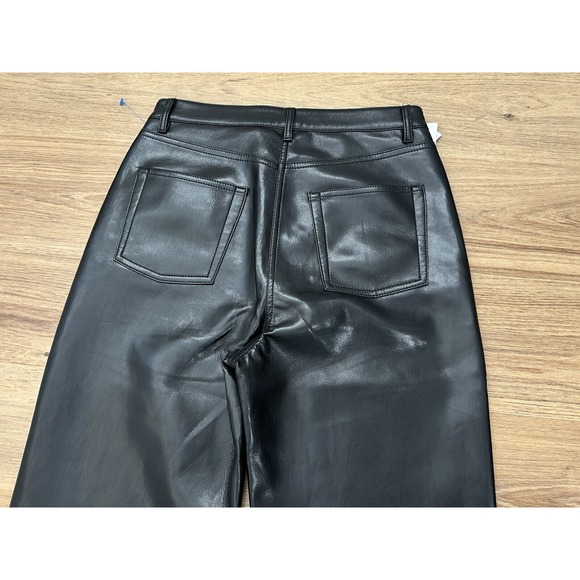 Wilfred Aritzia Melina Vegan Leather Pants Women 6 Black High Waist Straight Leg - Picture 6 of 10
